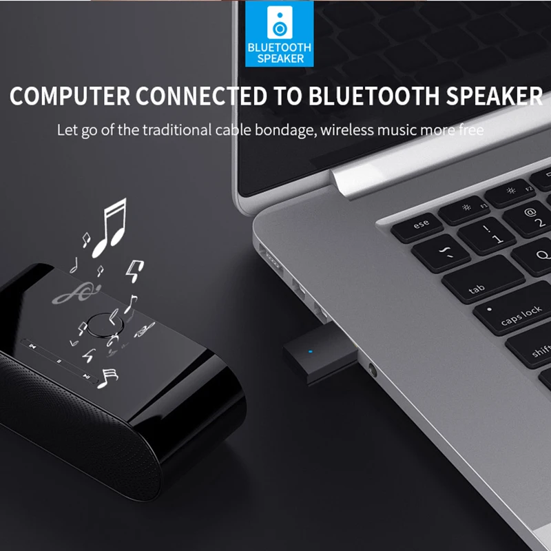 VAORLO Newst-transmisor de Audio USB con Bluetooth 5,0, Dongle de música estéreo para ordenador, adaptador inalámbrico para PC y portátil, Plug & Play