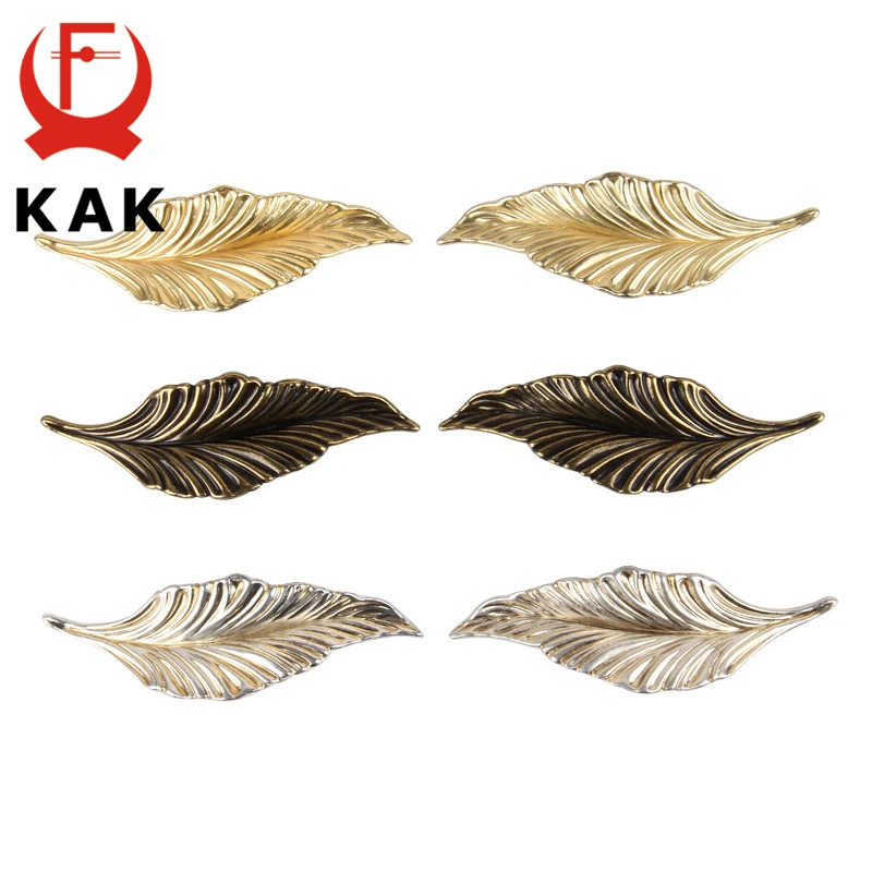KAK Novelty Black Gold Leaves Creative Cabinet Drawer knobs Handles Wardrobe Door handles Furniture Handles Furniture Hardware