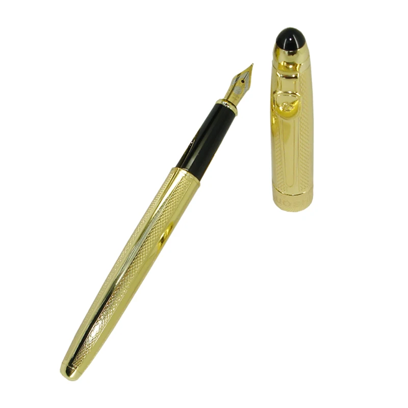 

ACMECN Unique Design Drafting Gold Writing ink Pen with Mechanical ink Converter Office Stationery Metal Liquid Fountain Pen