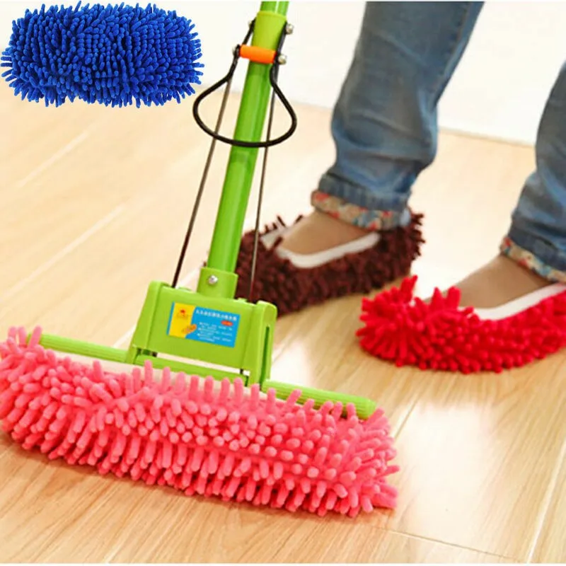 2PCS Dust Mop Slippers Floor Cleaning Mop Foot Shoe Cover Household Cleaner Home Cloth Clean Overshoes Cover Microfibre Fabric