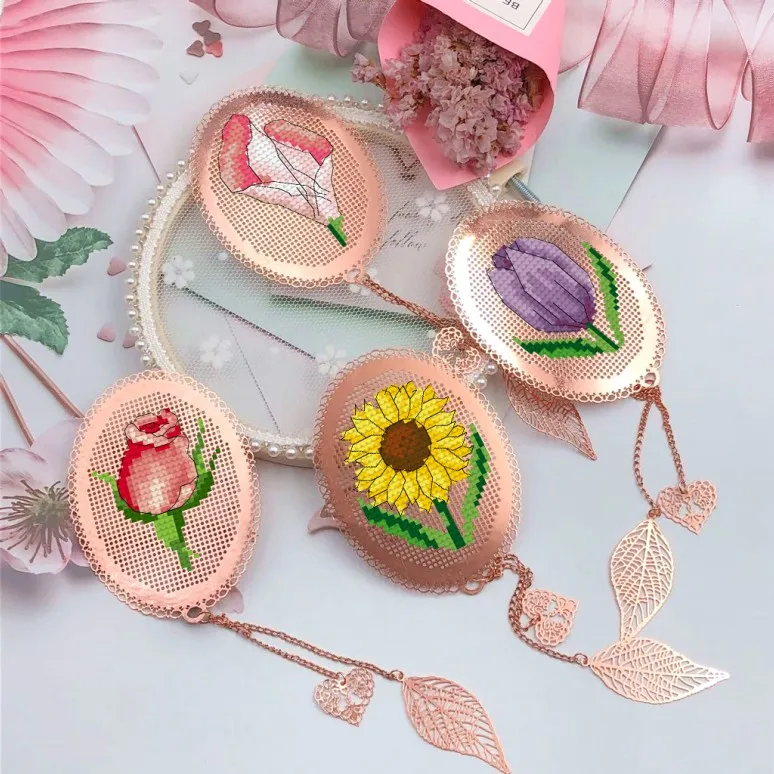 flowers 2 Bookmark Princess DIY Craft Stich Set Cross Stitch Needlework Embroidery Crafts Counted Cross-Stitching Kit