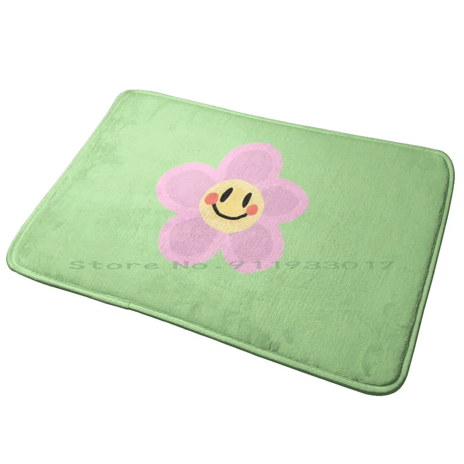 Flower Entrance Door Mat Bath Mat Rug Pink Flower Floral Baby Sweet 90s 2000s 70s Y2k Cutesy Face Blossom Kids Teen Aesthetic