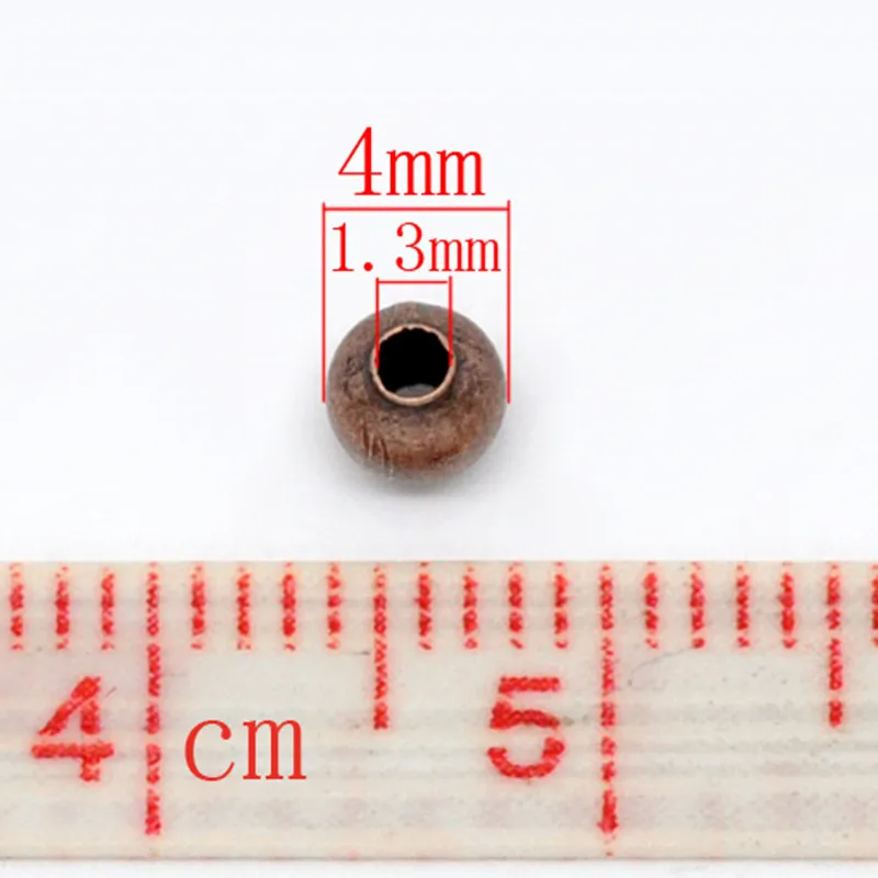 DoreenBeads Iron Based Alloy Spacer Beads Ball Antique Copper DIY Making Jewelry Gifts About 4mm Dia, Hole:Approx 1.3mm, 200 PCs