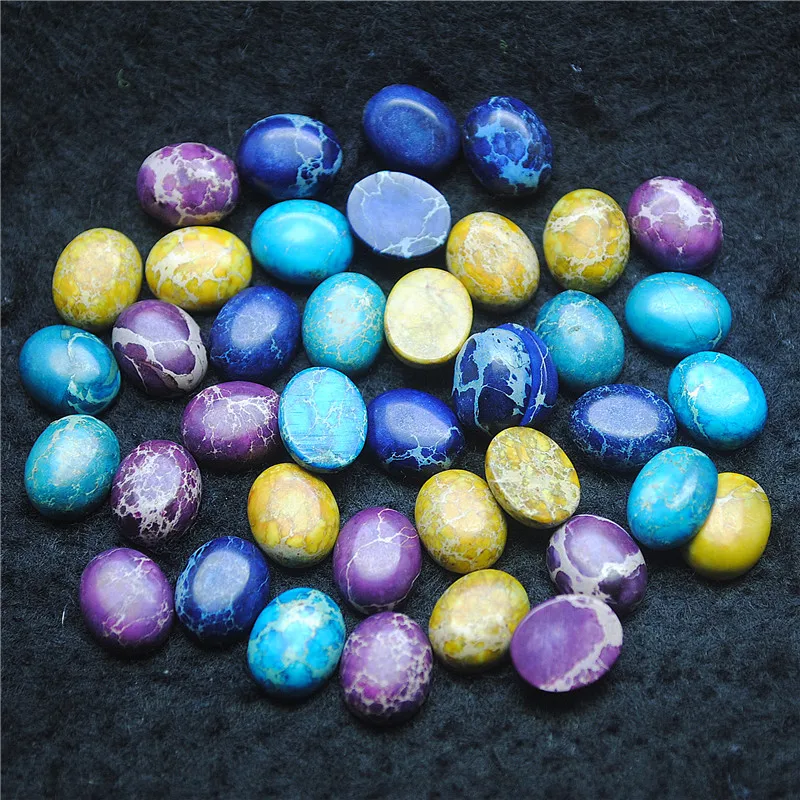 10PCS Nature Imperial Jasper Stone Cabochons Oval Shape Size 8X10MM NO Hole DIY Beads For Jewelry Accessories Faster