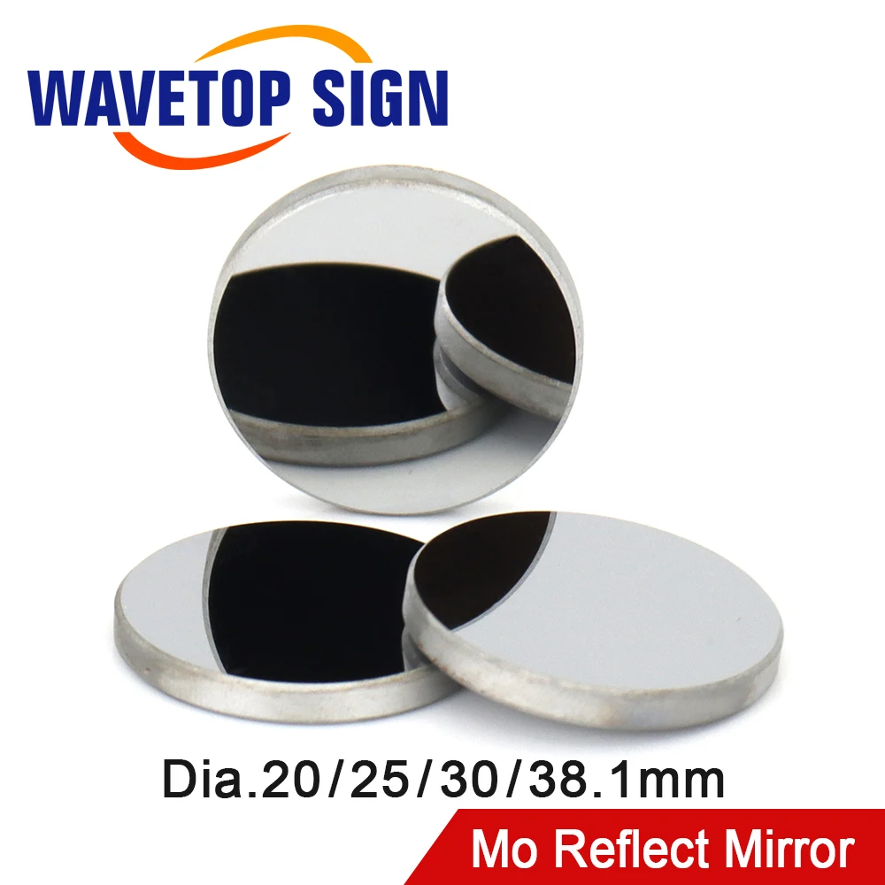 WaveTopSign-Espejo reflectante Mo, diámetro 20, 25, 30, 38,1mm, para máquina cortadora de grabado láser CO2, 3 unidades