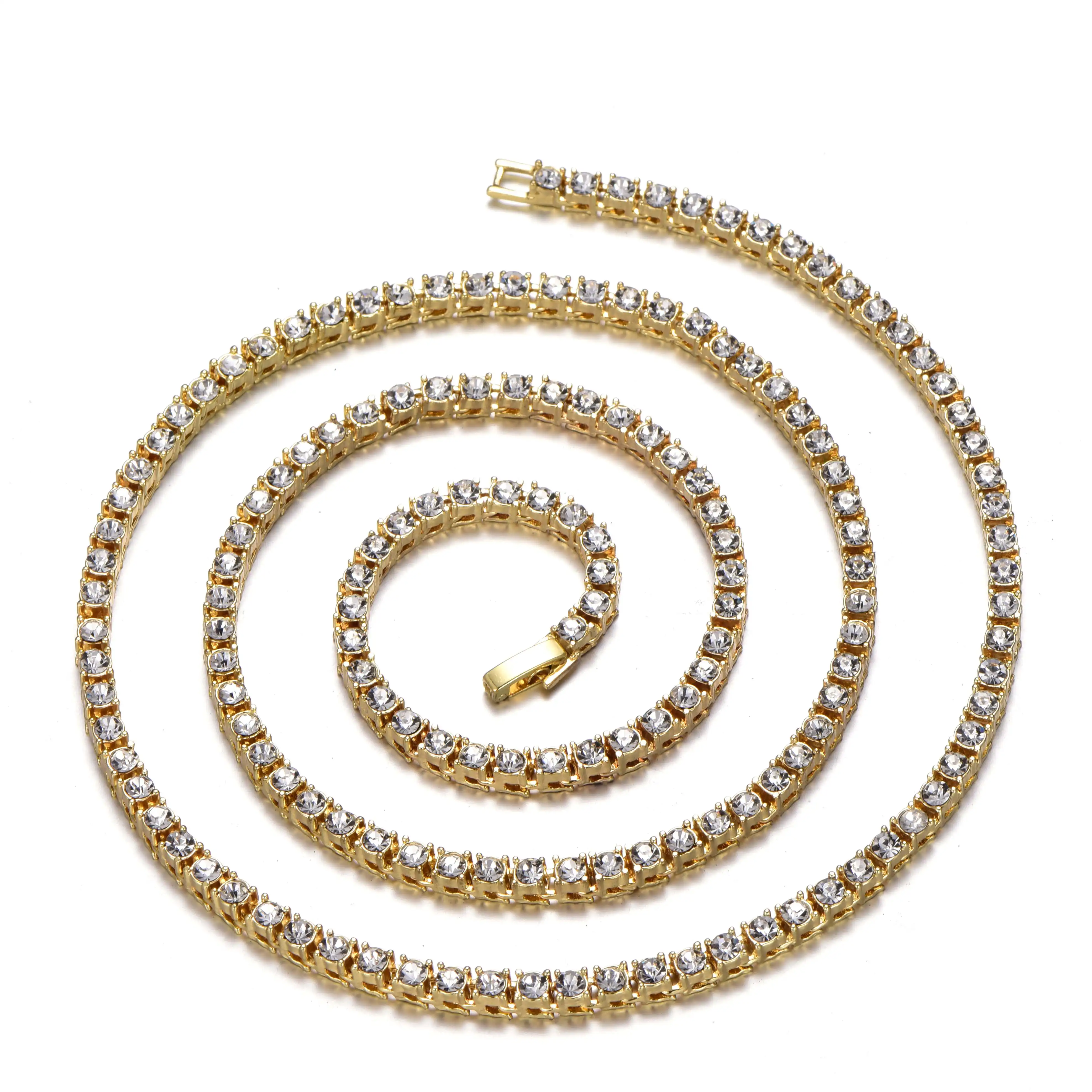 Neue Klassische 4MM Tennis Kette Iced Out Armband Halskette Männer Mode Hip-Hop Schmuck Frauen 8/16/18/20/24/30 zoll Halsband Geschenk