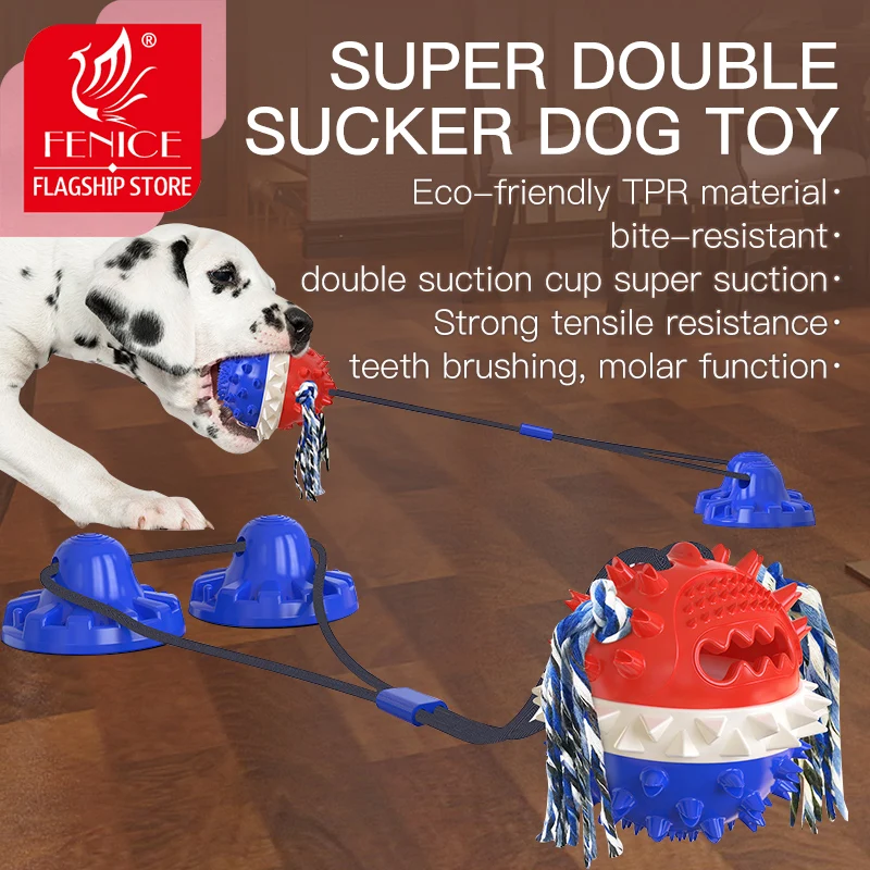 

Dog Toys Silicon Suction Cup Tug Interactive Dog Ball Toy For Pet Chew Bite Tooth Cleaning Toothbrush Pet Supplies