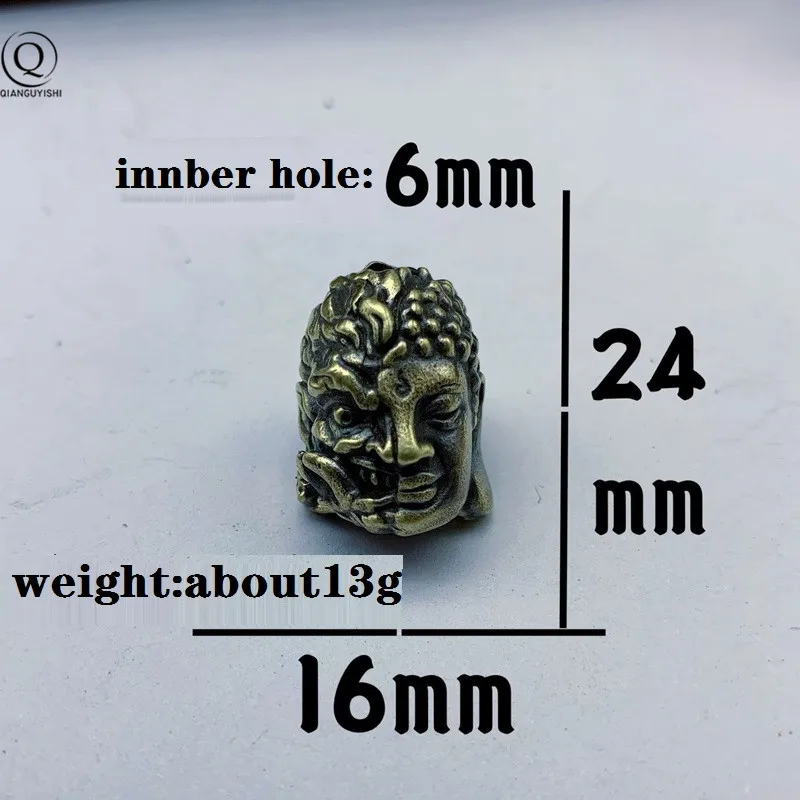 EDC Outdoor Umbrella Rope Pendant Brass Buddha Hades Head Knife Bead Red Copper DIY Bracelet Accessory Keychains Lanyard Hanging