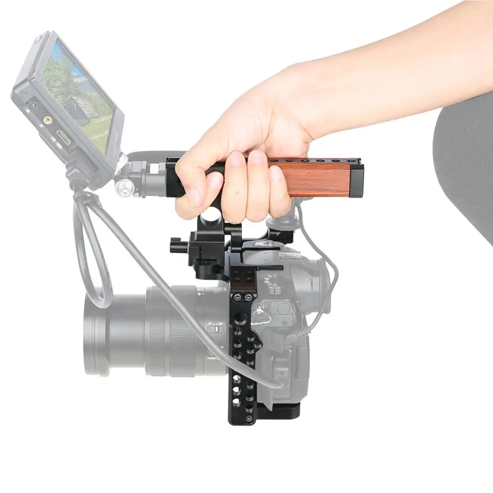 NICEYRIG for Panasonic Lumix GH5 / GH5S Camera Cage Kit with Cable Clamp Cheese Top Handle NATO Rail Cold Shoe 15mm Rod
