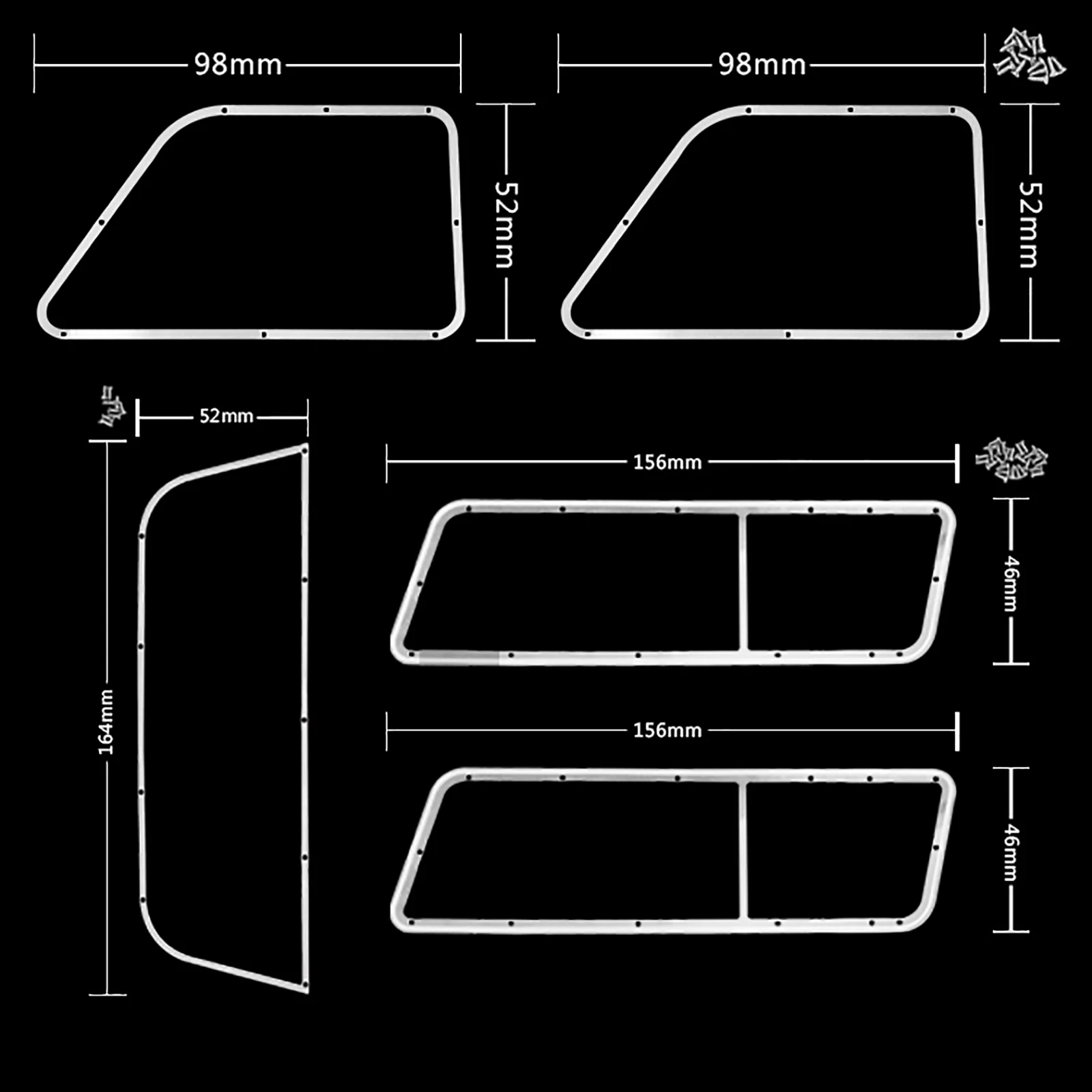 5pcs Metal Left Right Rear Front Window Frame for TRX-4 T4 K5 Blazer RC Model Car DIY Accessories Parts