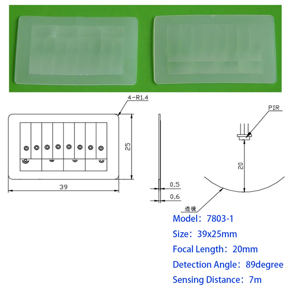 1PCS Optical HDPE Fresnel Lens Human Body Infrared Induction PIR Lens Focal Length 25mm 23mm Far Sensing Distance15m 16m