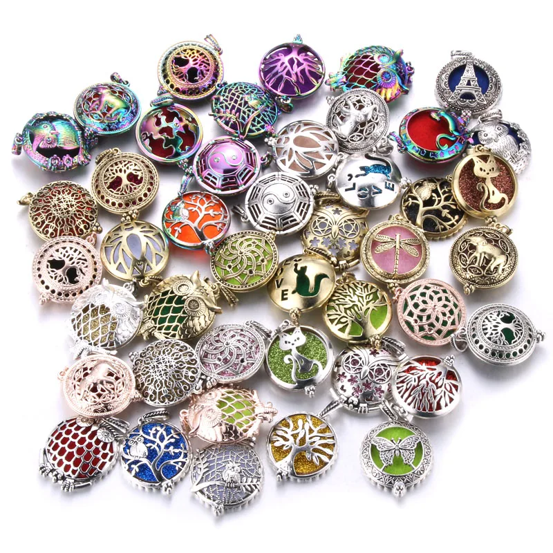 New Aromatherapy Jewelry Dragonfly Tree of Life Necklace Vintage Open Lockets Pendants Perfume Essential Oil Diffuser Necklace