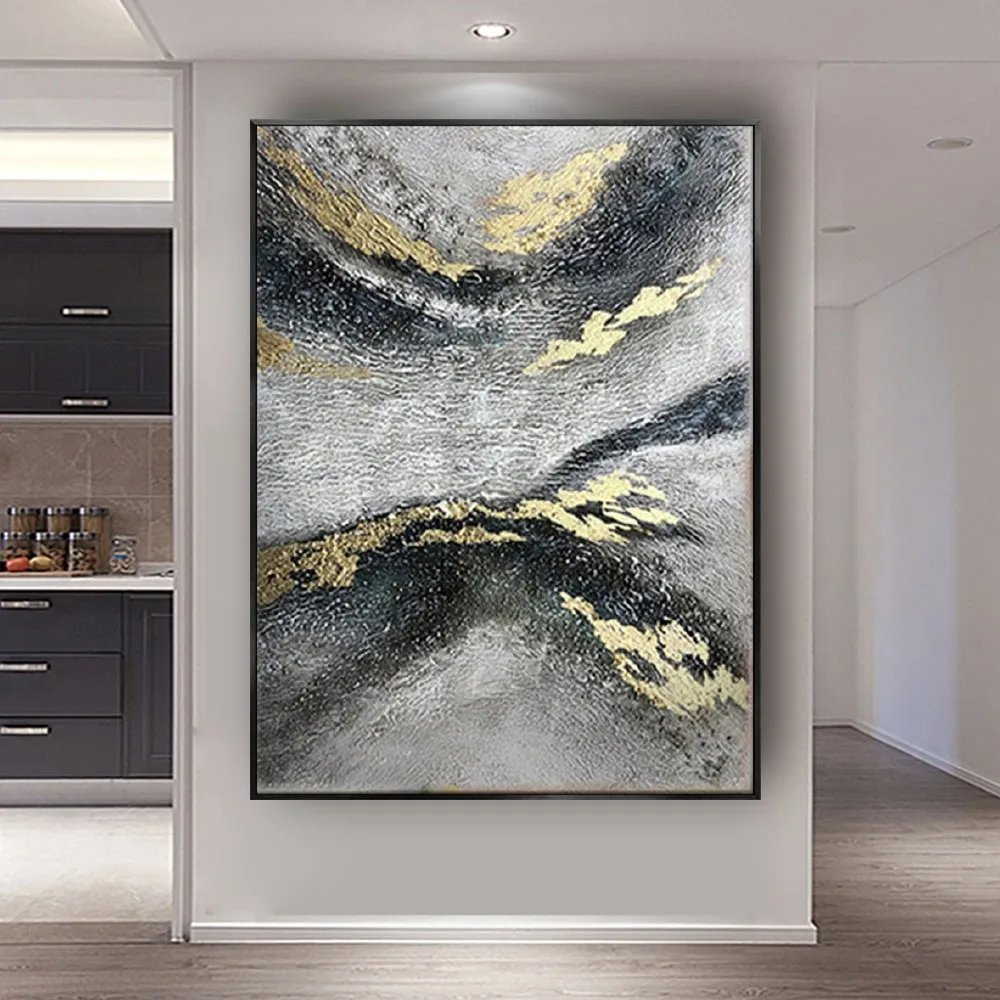 

Best Selling Handmade Modern Oil Painting Abstract Gold Foil Craft Texture Canvas Paintings Decor Living Room Christmas Present