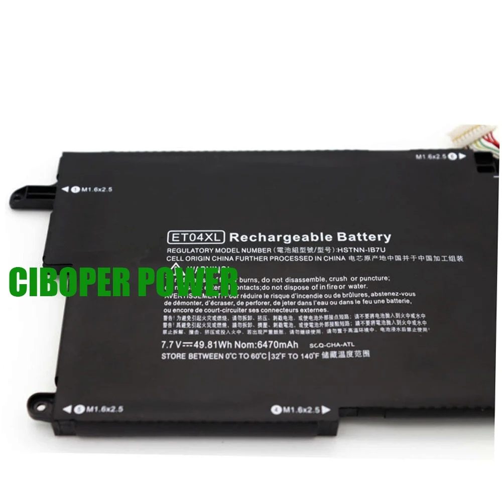 CP Laptop Battery ET04XL HSTNN-IB7U 915191-855 915030-171 7.7V 49.81Wh For EliteBook x360 1020 G2(1EP69EA) Series Notebook