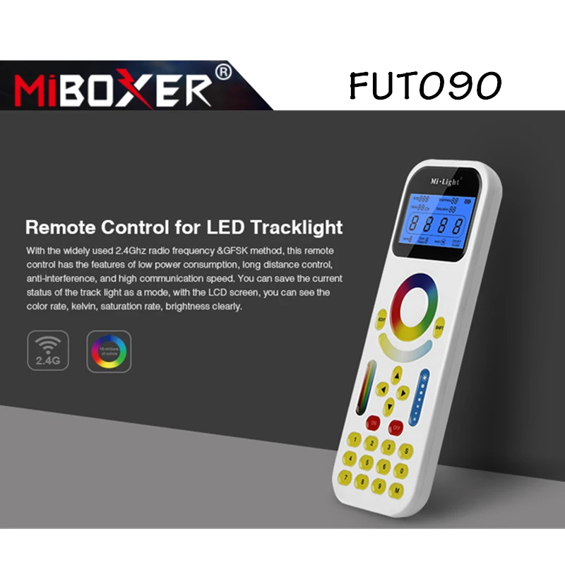 

Miboxer LED Remote Control FUT090 2.4GHz with LED Screen Max 99 Zones Control Smart Controller Wiresless RF Remote LED Strip