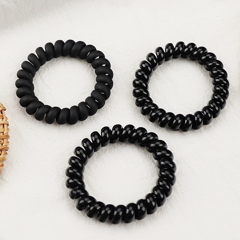 10Pcs/Lot New 11 Types Black Matte Telephone Cord Women Elastic Hair Rubber Bands Girls Tie Gum Ponytail Hair Accessories