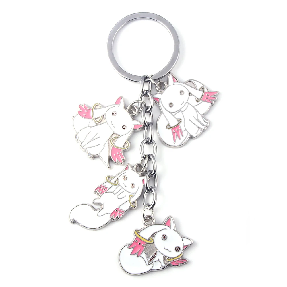Anime Puella Magi Madoka Magica Keychain Cute Cartoon Incubator Qbay Pendant Keyring for Women Bag Car Accessories Jewelry