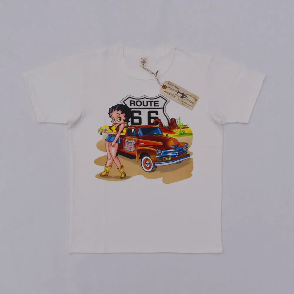 BOB DONG Mother Road Route 66 T-Shirts 300gr Crewneck Short Sleeved Tee Shirts