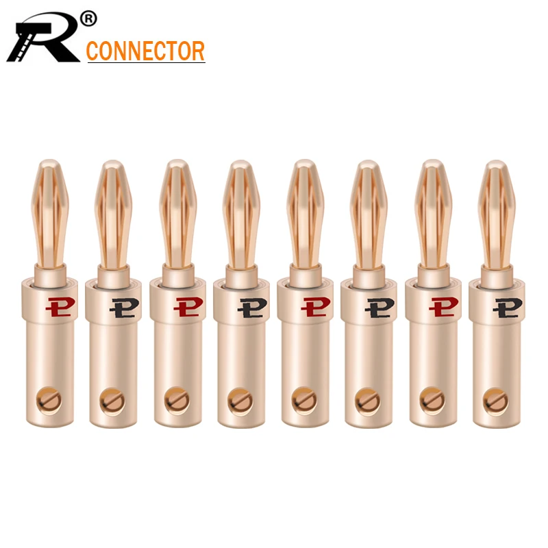 8pcs 24K Gold-plated Copper Banana Speaker Plug Connector Adapter Audio Banana Connectors for Speaker Wire Amplifiers