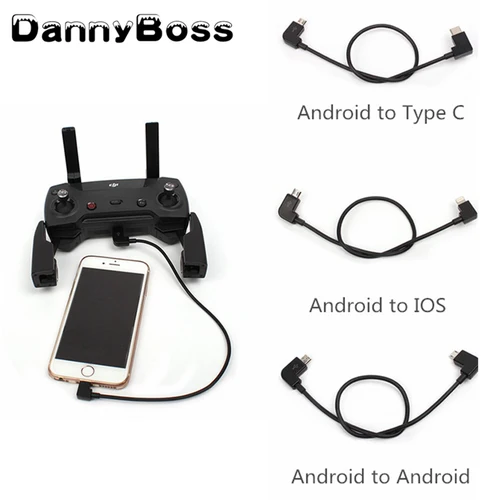 Cable de datos para DJI Spark/MAVIC Pro/MAVIC Air /Mavic 2 /Mini SE Control Micro USB a iluminación/Tipo C/Micro línea para IPhone /Pad