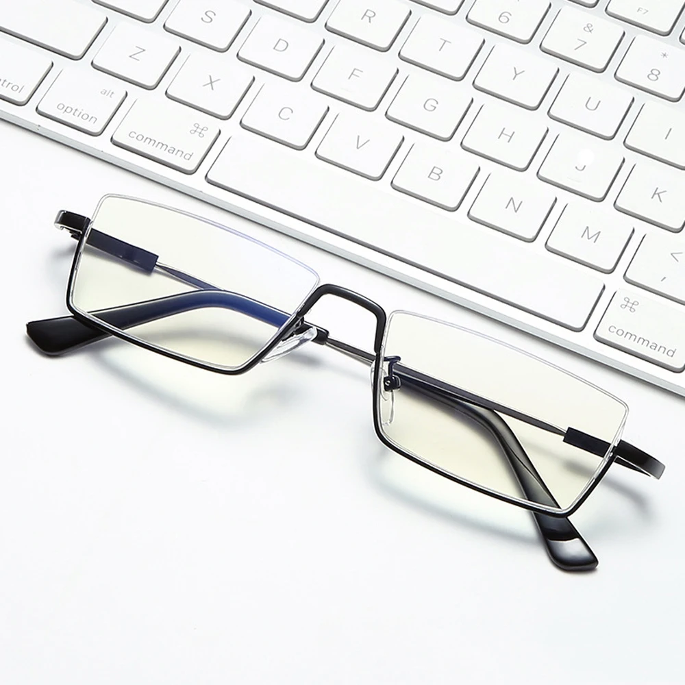 

Titanium Alloy Semi-rim Rectangle Ultralight Reading Glasses Men Bendable Classic Anti Blu Ray Anti Fatigue +1 +1.5 +2 to +4