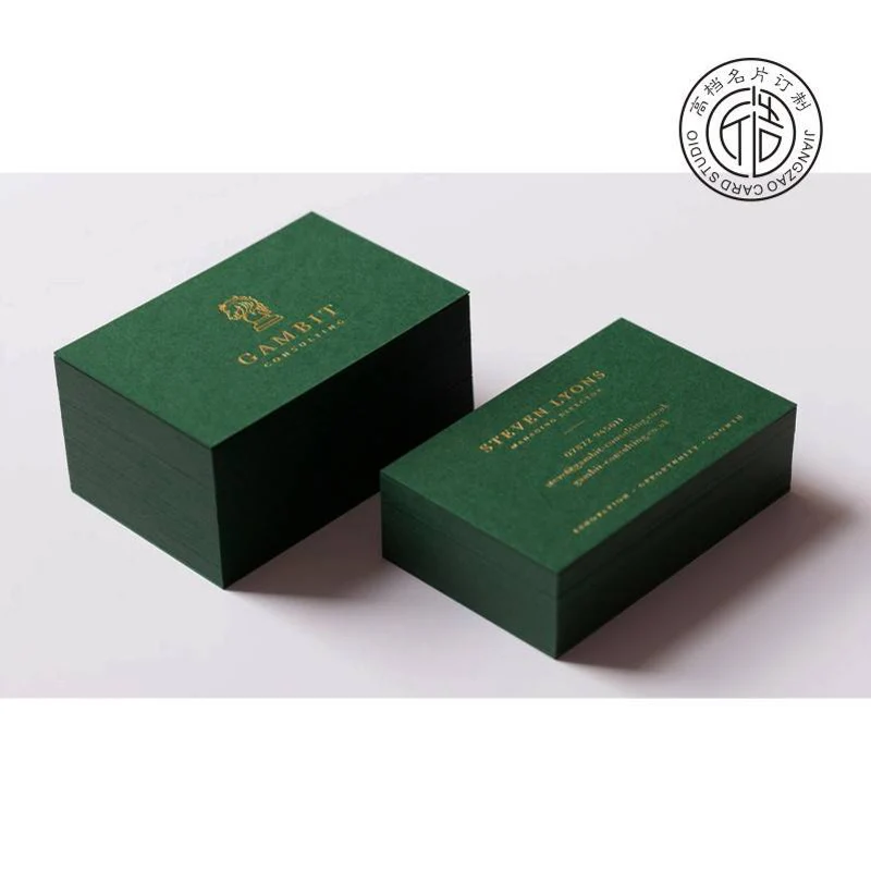 Customized dark green special paper high-end business card printing Phnom Penh production high-end customized stamping business