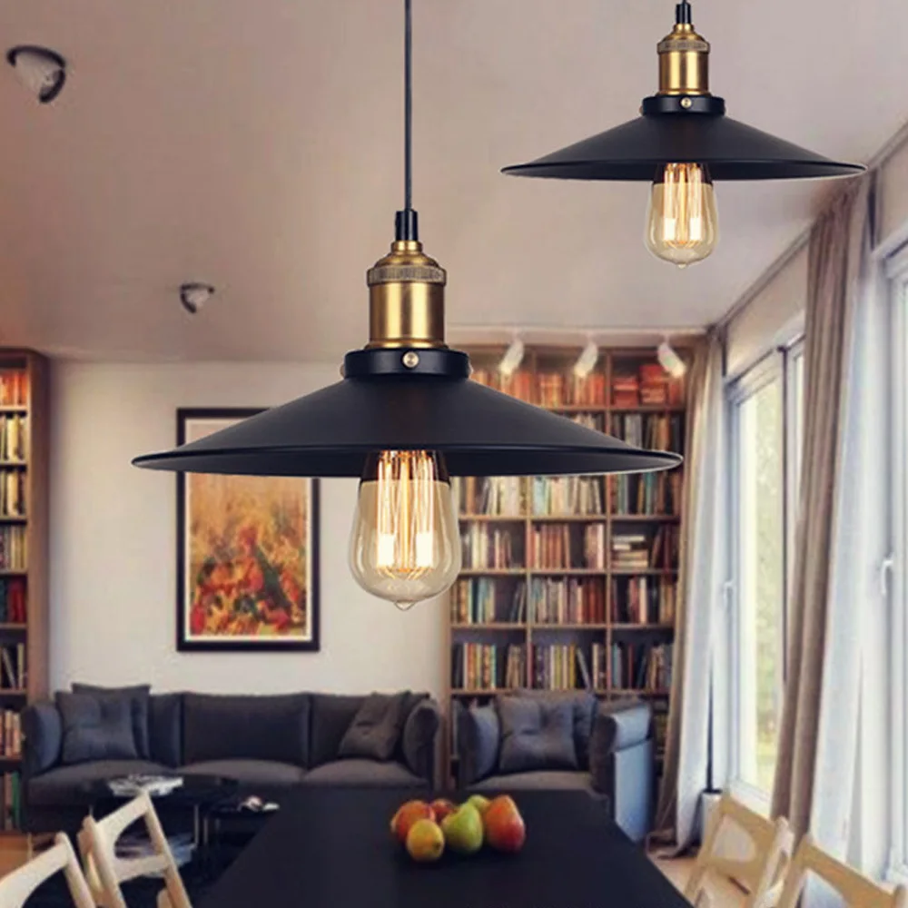 

Loft Pendant Lamp Nordic Indoor Light Fixture Use Living Room Bedroom Industrial Wind Hanging Lamp Black White E27 Without Bulb