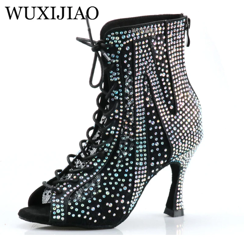 WUXIJIAO Fashion Salsa Jazz Tango Outdoor Indoor Social Latin dance shoes for dancing women teachers high heels dance boots