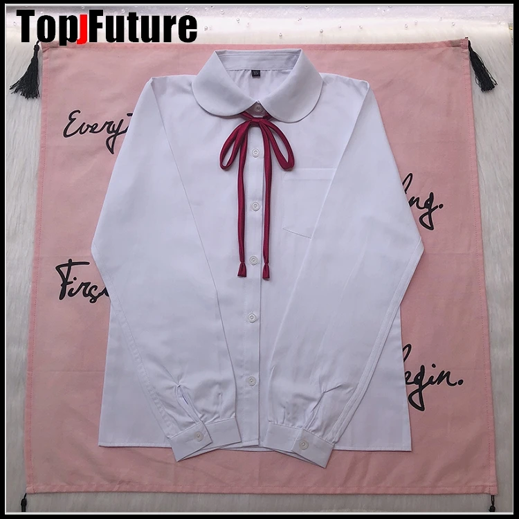 Uniforme de algodón blanco japonés para estudiantes, uniforme escolar Jk para niñas, Top grande, uniformes de escuela media y secundaria, camisa blanca de manga larga