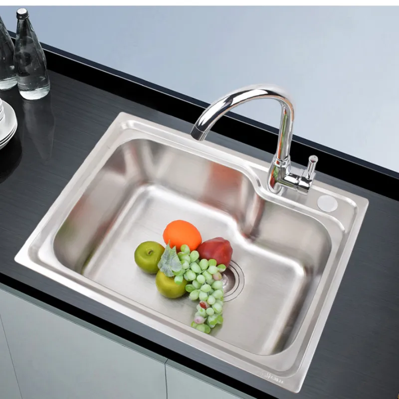 

kitchen sink Handmade brushed seamless 304 stainless steel single bowl Drawing drainer welding sinks big wash dishes mx3211701