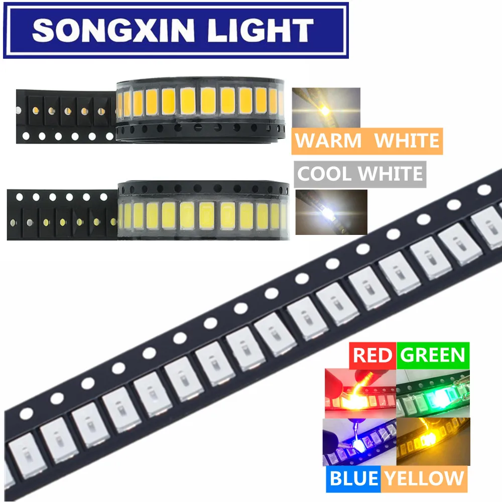100szt/lot SMD LED Diody 5730 5630 Diode 5730 SMD LED Diodo Kit Zielony CZERWONY Ciepły Biały ICE Niebieski Żółty Różowy Fioletowy-UV Pomarańczowy