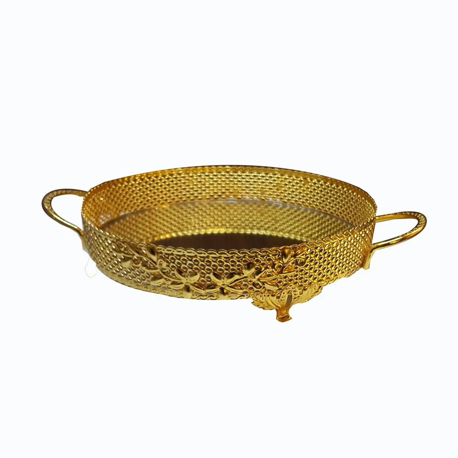 

DOLBOVI Mesh Pattern Round Mirrored tray Small Size Gold Color tray поднос plateau de service