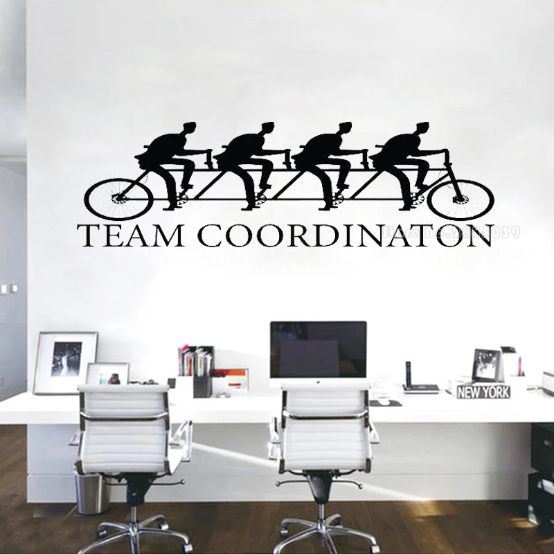 

Vinyl Wall Decal Bicycle Teamwork Wall Sticker Office Decoration Inspire Office Quote Motivation Idea Wall Art Decals LL2522