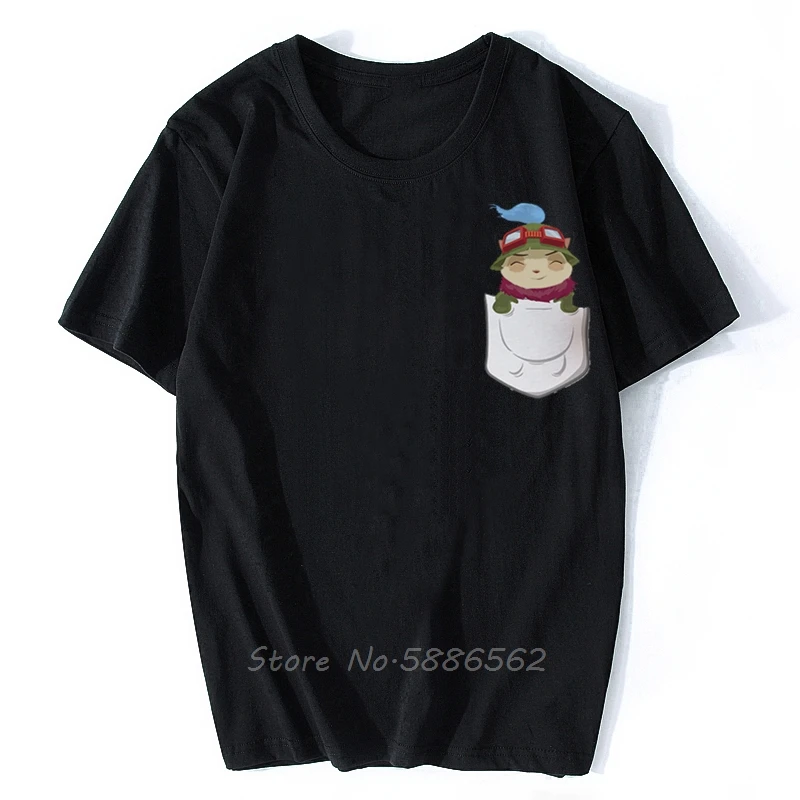 Teemo In Pocket Funny T Shirt Men  Summer New White Casual Short Sleeve Homme Cool Tshirt Tees Harajuku