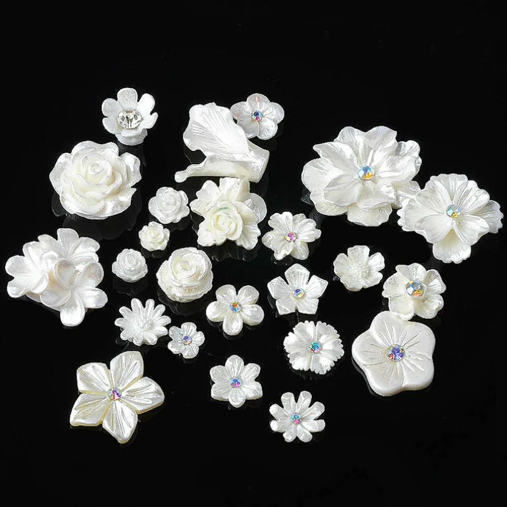 20Pcs/lot White Resin Flower Button DIY Jewelry Accessories Metal Buttons for Decoration Wedding Bag Clothing Decorative Buttons