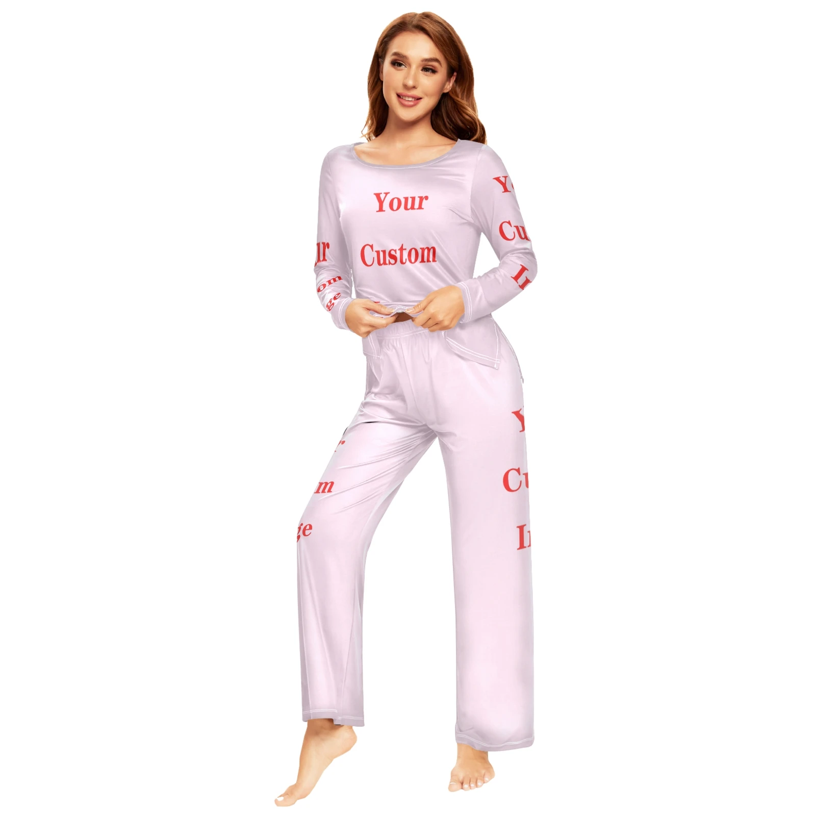 New Custom Pattern Pajamas Sets Spring Autumn Women Long Sleeve Sleepwear Suit Cute Big Girls Homewear Gift for Female Sleepwear