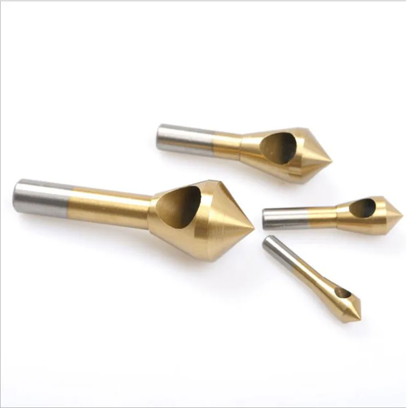 4Pcs Titanium Coated Countersink Chamfer Tool Deburring Tool Set Metal Wood Drill Bits Expanding Chamfering Tools