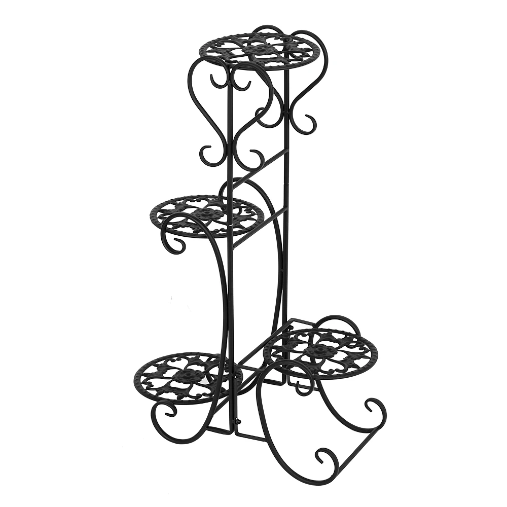 Garden flower stand Flower Pot Rack 4 Potted Rounded Flower Metal Shelves Plant Pot Stand Decoration for Indoor Outdoor Garden