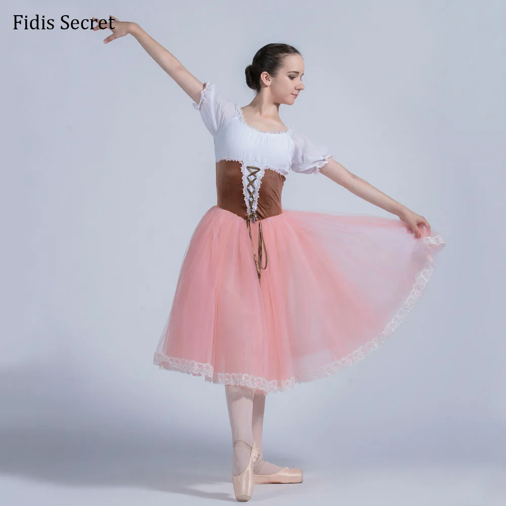 Hot New Giselle Ballet Long Dress,Adult Puff Sleeve YAGP Professional Romantic Tutu,Girl Ballerina Napoli Peasant Stage Costumes