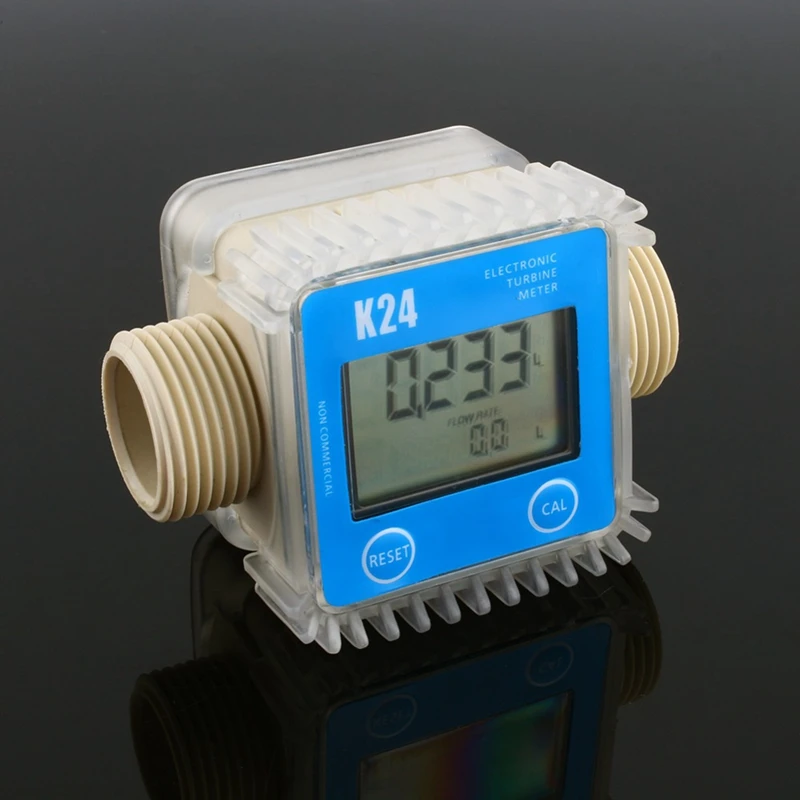 1 Pcs K24 Lcd Turbine Digital Fuel Flow Meter Widely Used For Chemicals Water