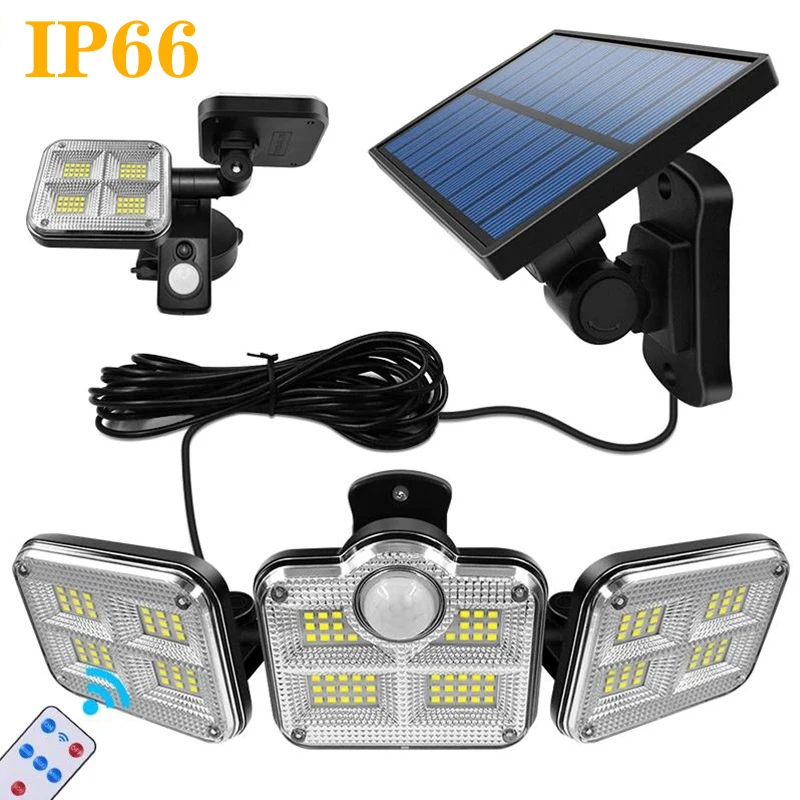 

Solar Lights Outdoor 182/112 LED Wall Lamp with Adjustable Heads Security LED Flood Light IP66 Waterproof with 3 Working Modes