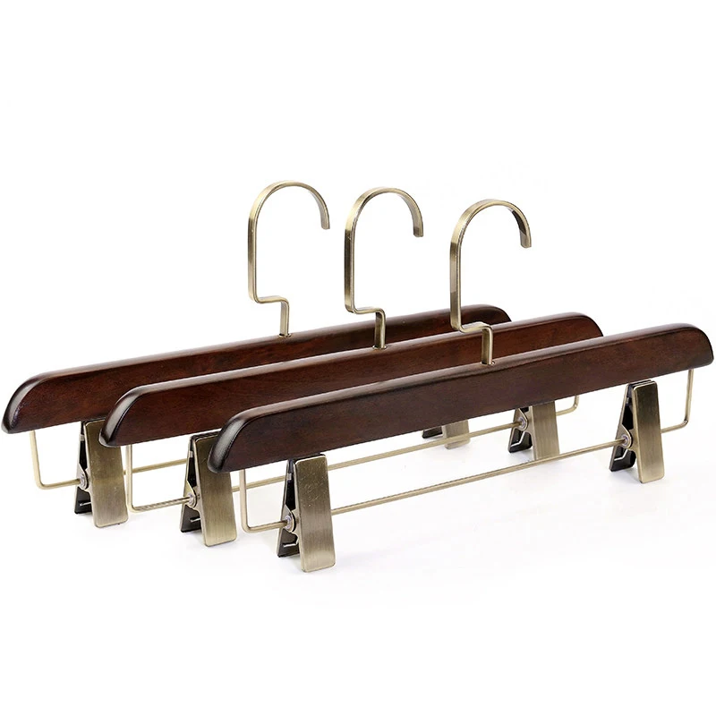 Wooden Trouser Hangers Luxury Pants Skirt Hanger With Adjust Clip Multifunction Wardrobe Rack Organizer Closet Clips Coat Hanger