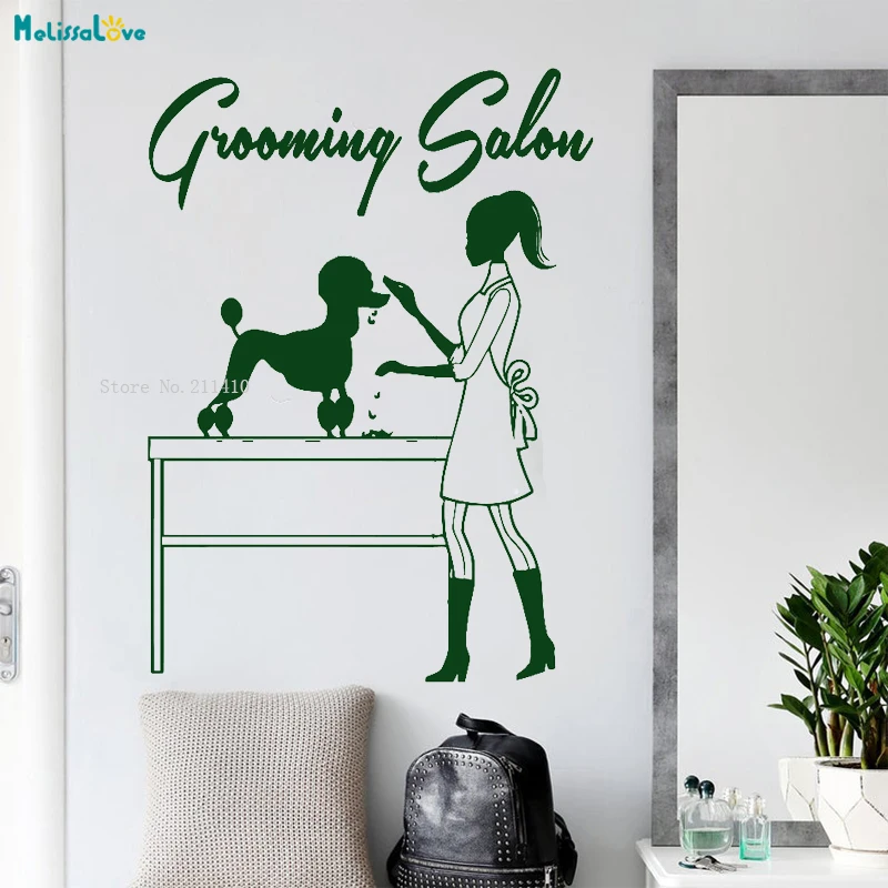 Dog Grooming Salon Wall Sticker Decals Pet Shop Art Decoration Door Window Self-adhesive Murals Vinyl Shearing  Poster YT2099