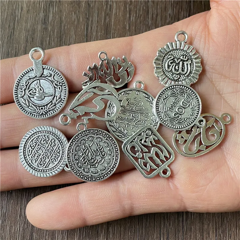 JunKang 20pcs mixed batch of various Arab Muslim religious pattern tag DIY handmade rosary necklace pendant wholesale jewelry