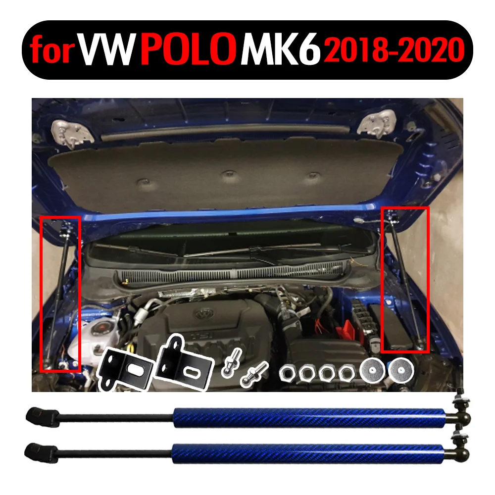 

carbon fiber for VW Polo MK6 2018 2019 2020 Front Hood Bonnet Modify Gas Struts Lift Support gas springs Shock Damper