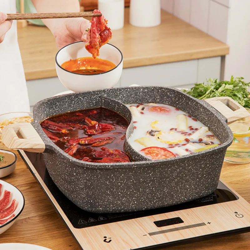 Chinese Stylecarte Stone Hot Pot Mandarin Duck Hot Pot Domestic Hot Pot Induction Cooker Suitable Soup Pot Hot Pot Pot