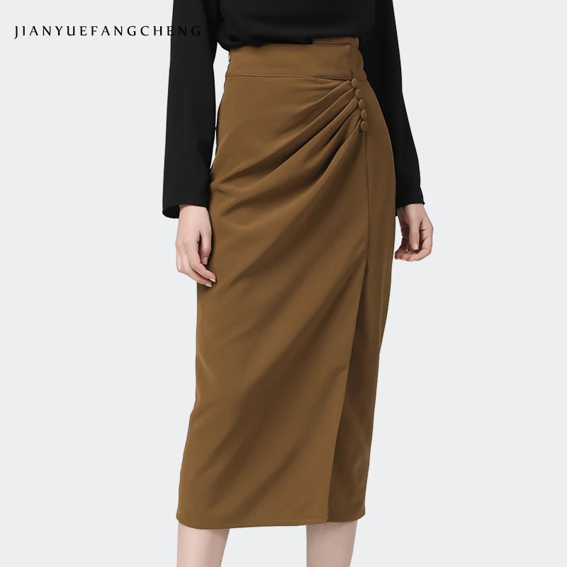 Fashion Candy Color Women Long Pencil Skirt 2021 Spring New High Waist All-Match Elegant Sexy Office Ladies Work Wear Skirts