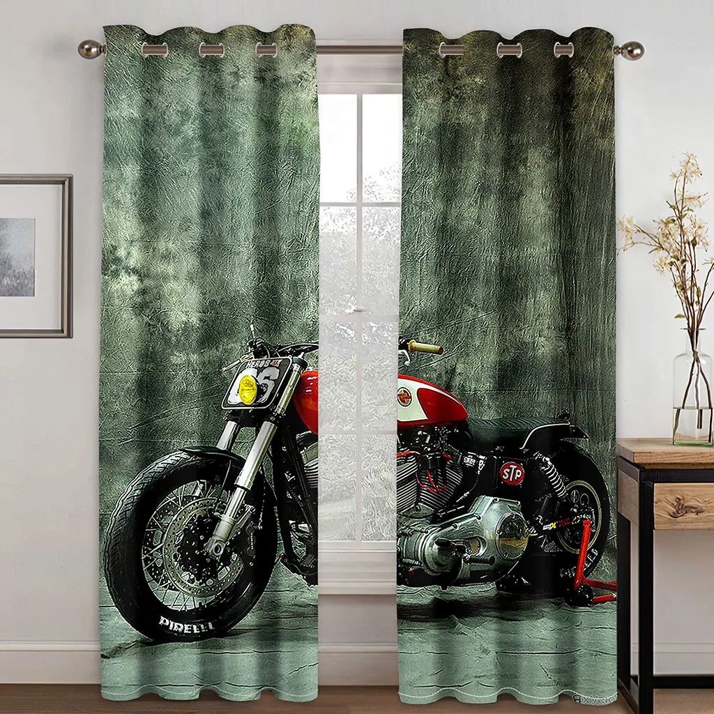 

Kids Blackout Curtain Motorcycle 3D Printed Window Curtains 2 Panels Set for Bedroom Living Room カーテン