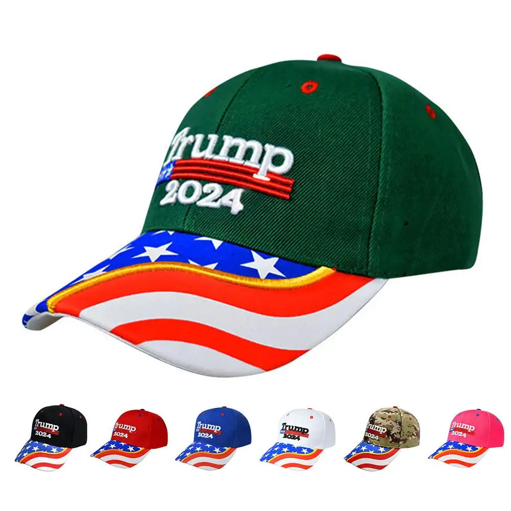 Man\'s Caps Donald Trump 2024 Hat Trump Baseball Cap with Embroidered Flags of America Adjustable Size for Office All Seasons