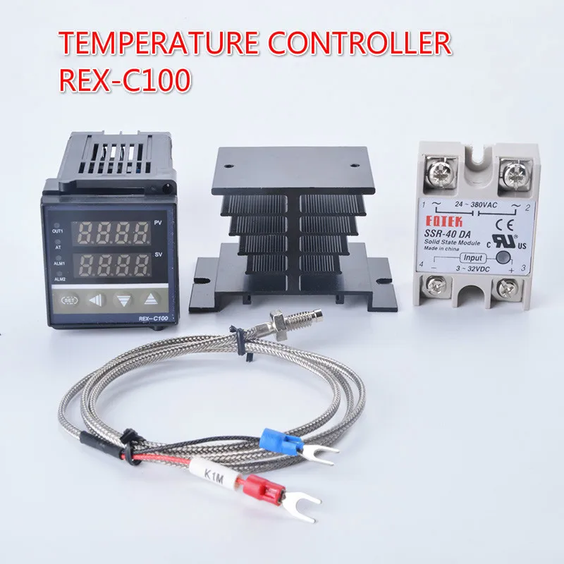 Regolatore di temperatura digitale PID REX-C100 REX C100 termostato + 40DA relè SSR + K termocoppia 1m sonda RKC